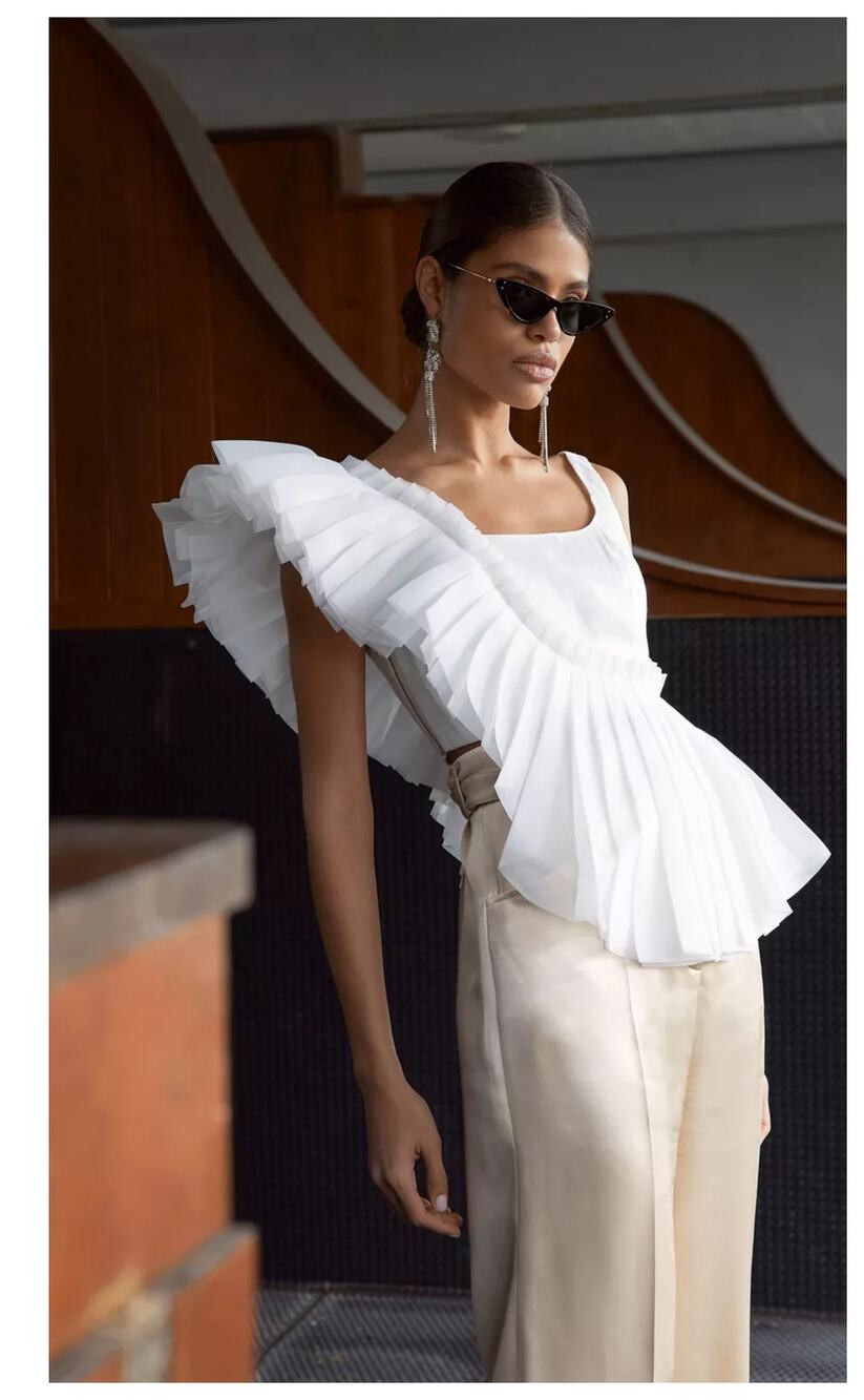 NWT Aje Orbit Sculptural Pleated Top (UK/AU 4 = US 0)